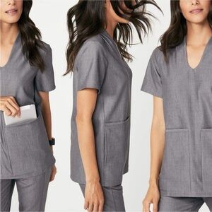 Figs Limited Edition Banepa Scrub Top in Graphite